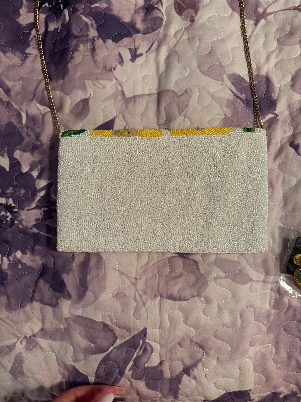 Antik Kraft Yellow Lemon Beaded Wristlet Clutch